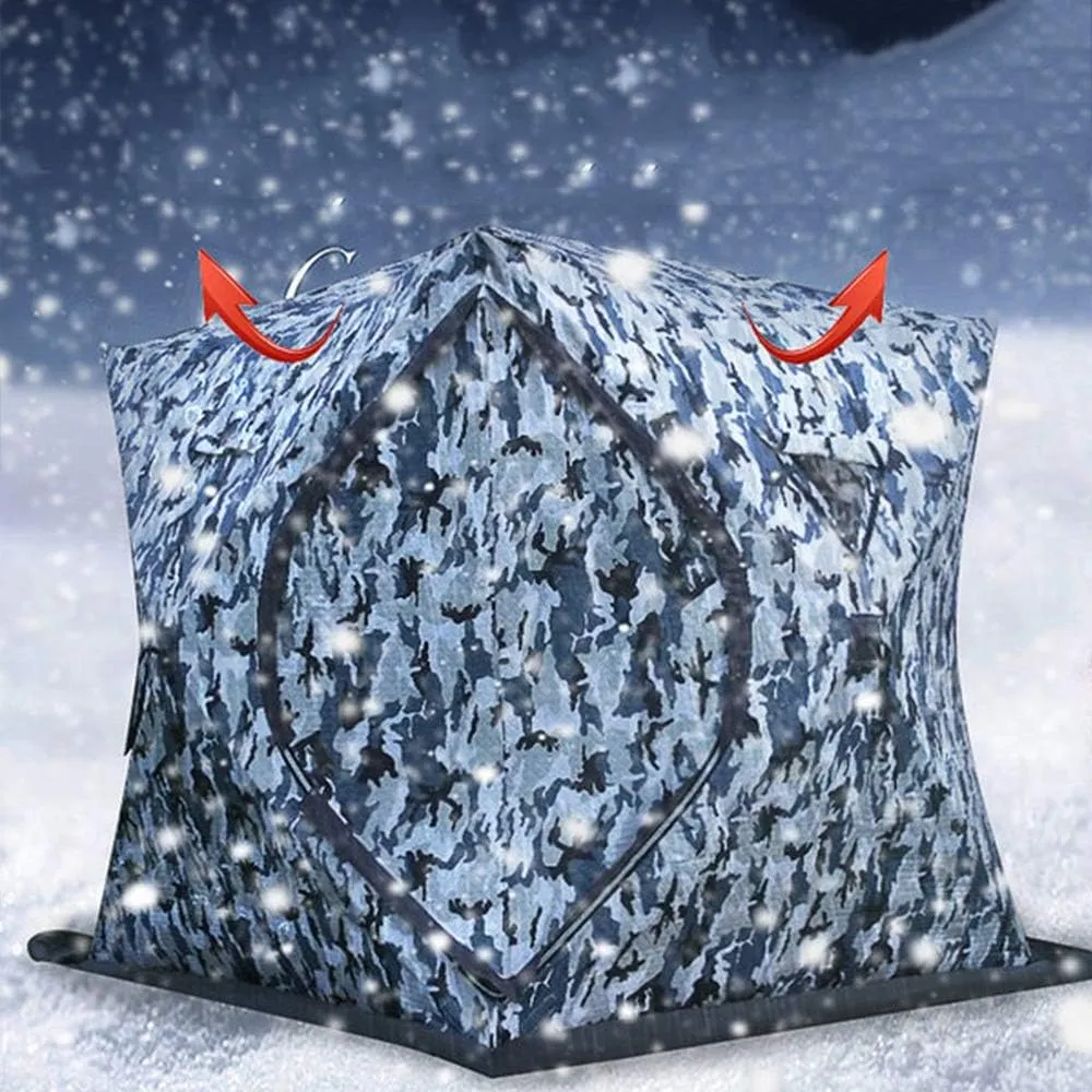 Winter Tent Winter Ice Fishing Tent Outdoor Camping Tent 3 Season Windproof Mountaineering Hiking and Fishing to Quickly Set Up 4 People for Family Short Weekends (Blue Tent A) (Blue Tent B)