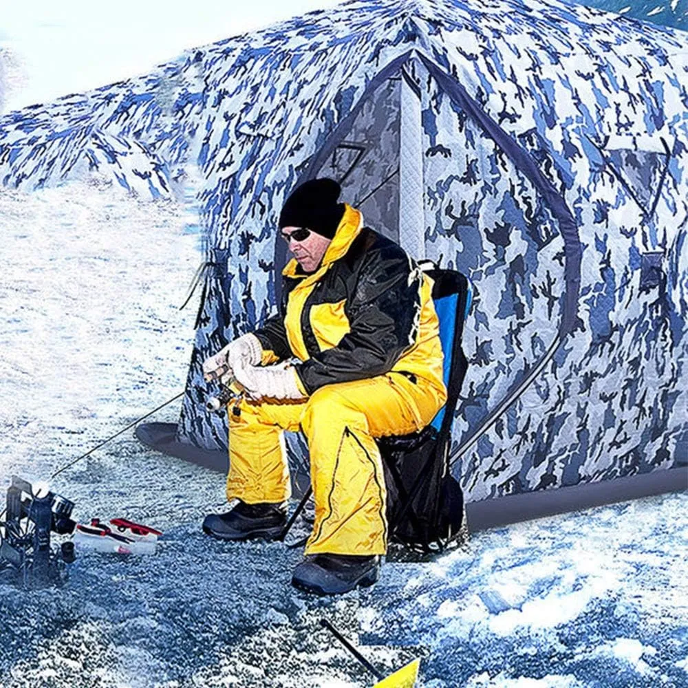 Winter Tent Winter Ice Fishing Tent Outdoor Camping Tent 3 Season Windproof Mountaineering Hiking and Fishing to Quickly Set Up 4 People for Family Short Weekends (Blue Tent A) (Blue Tent B)