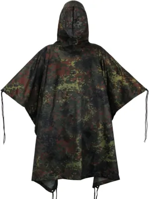 WINWAY Military Rain Poncho Camouflage Poncho Waterproof Lightweight Raincoat for Outdoor Hunting Hiking Camping