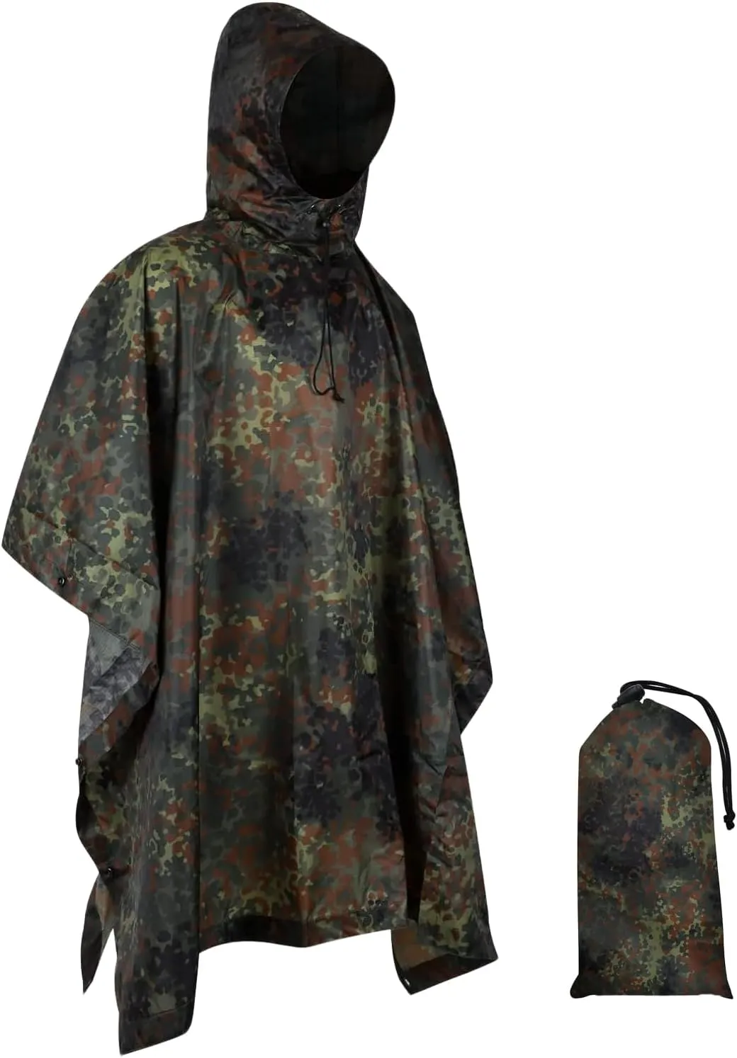 WINWAY Military Style Poncho Multi Use Rip-Stop Camouflage Raincoat
