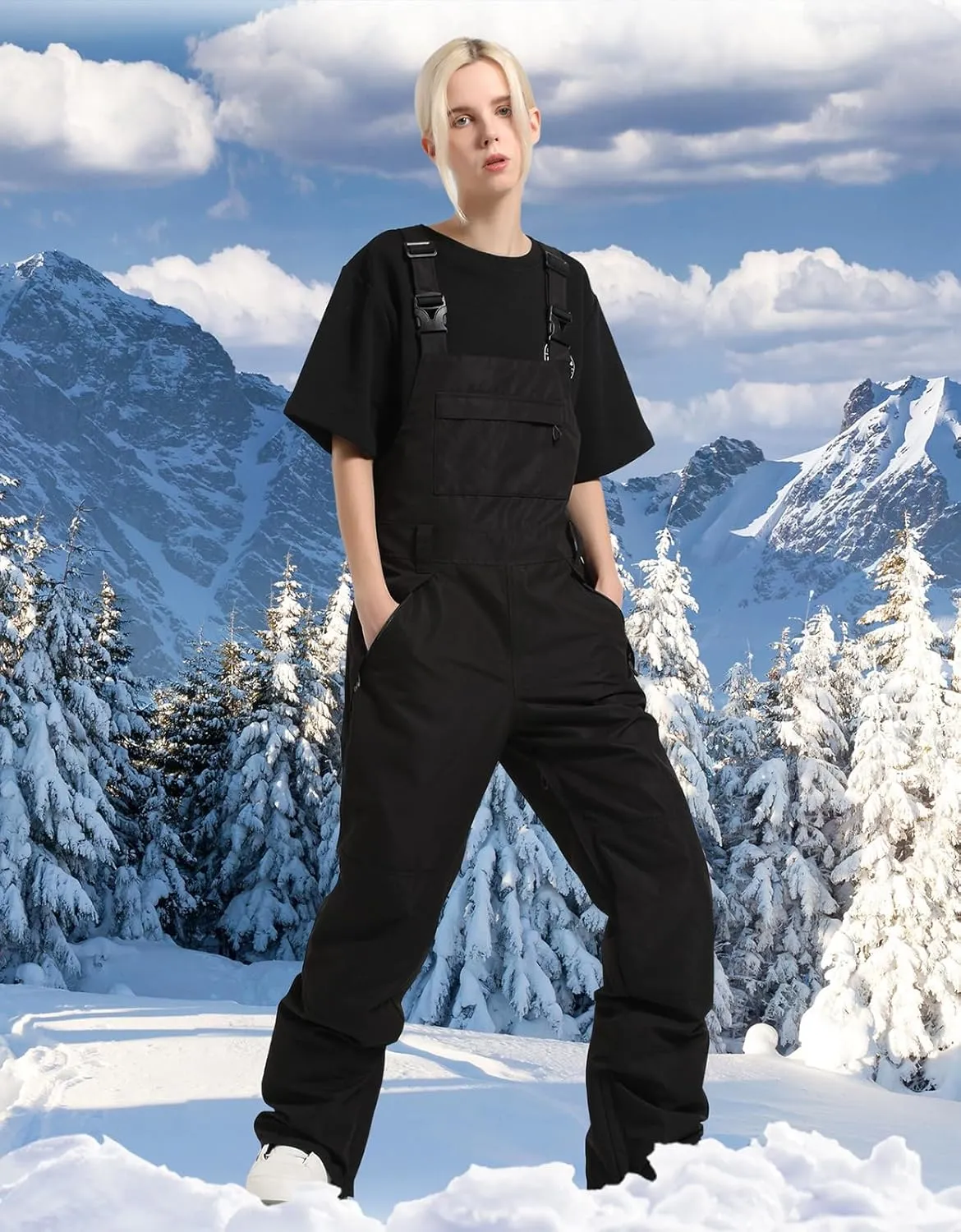 Women's Ski Bib Snow Pants Thigh Bib Overalls Outdoor Bibs Ski Pants Soft Waterproof Insulated Ripstop Snowboarding
