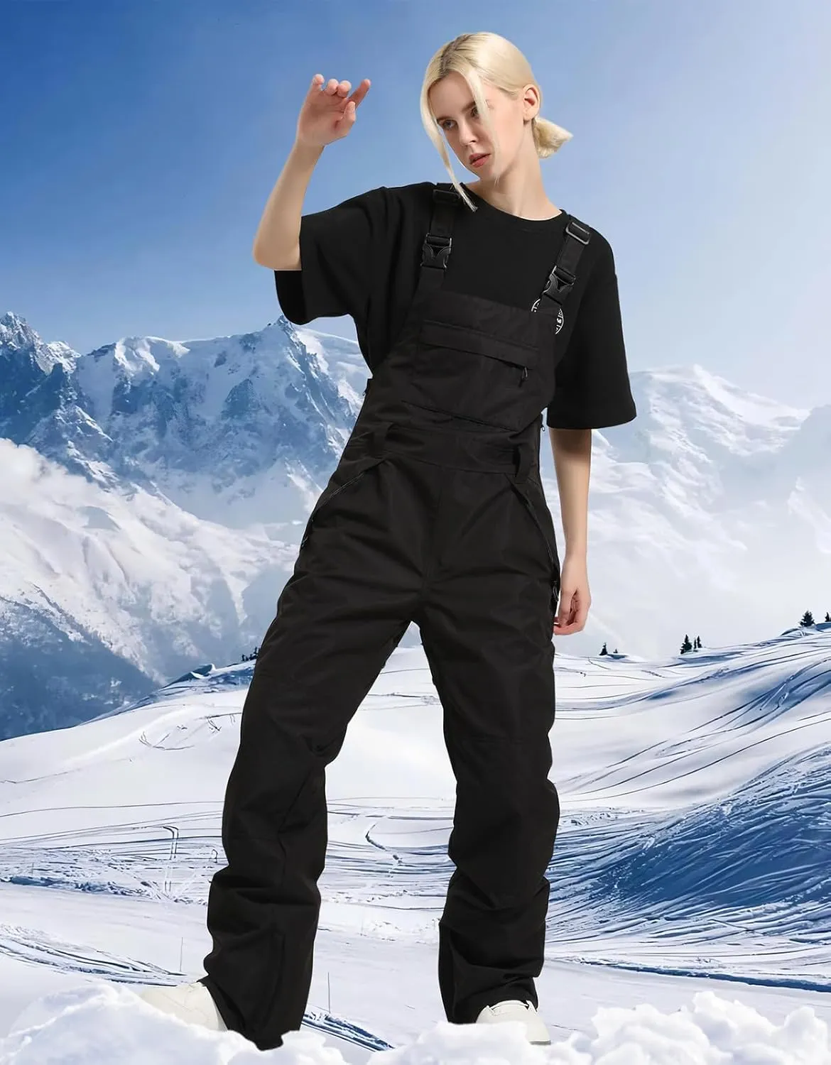 Women's Ski Bib Snow Pants Thigh Bib Overalls Outdoor Bibs Ski Pants Soft Waterproof Insulated Ripstop Snowboarding
