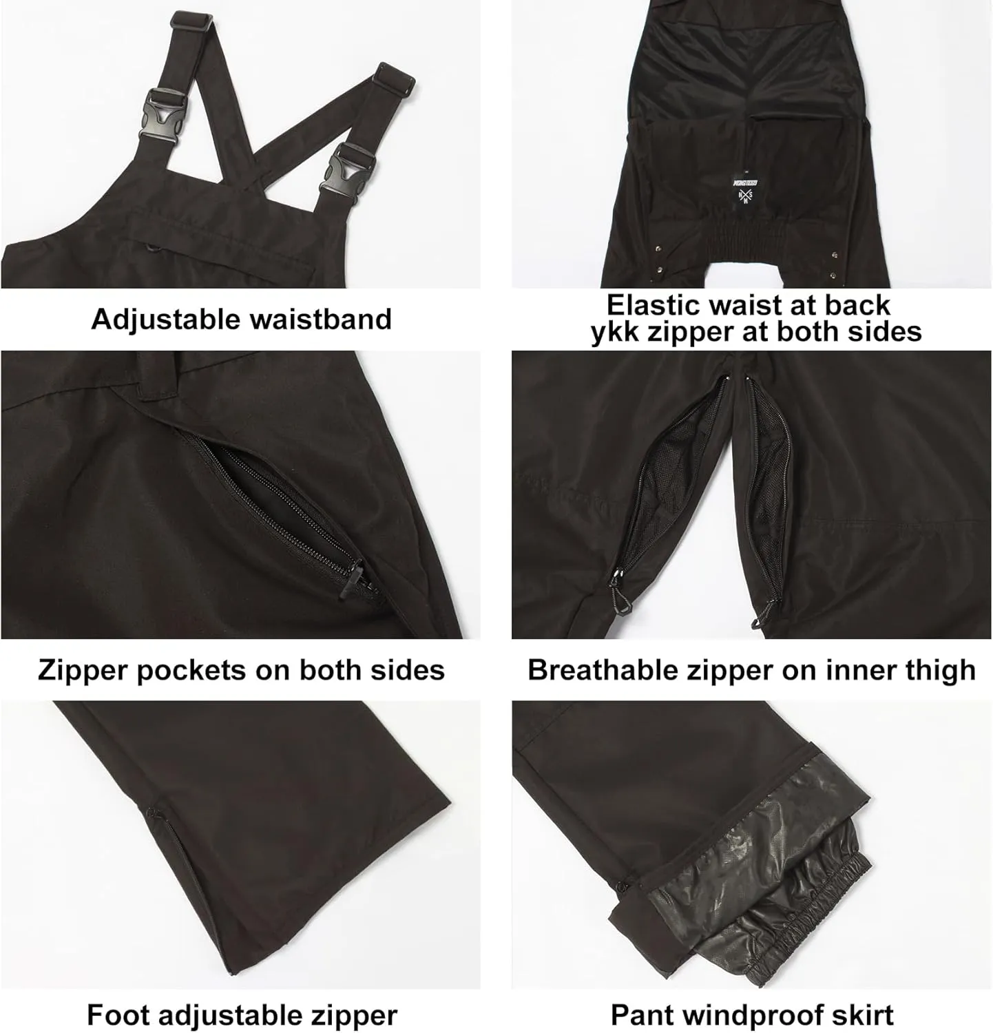 Women's Ski Bib Snow Pants Thigh Bib Overalls Outdoor Bibs Ski Pants Soft Waterproof Insulated Ripstop Snowboarding