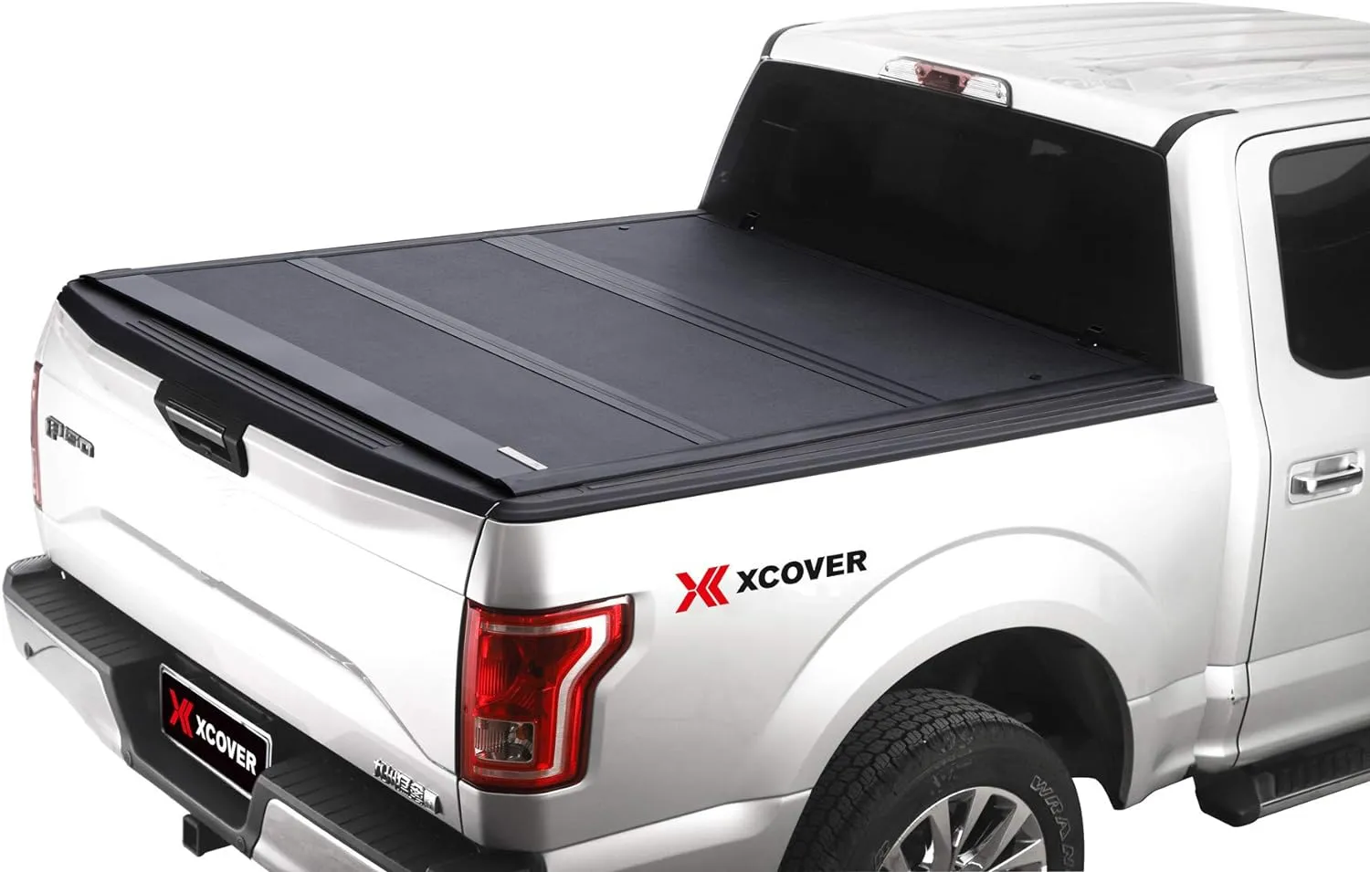 Xcover Low Profile Hard Folding Truck Bed Tonneau Cover, Compatible with 2015-2025 F150 Pickup 5.6 Ft Bed