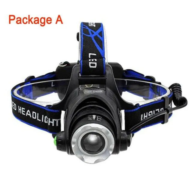 XM-L Q5 Led Headlamp Zoomable Headlight Waterproof Head Torch Flashlight Head Lamp Fishing Hunting Light with 18650 Battery