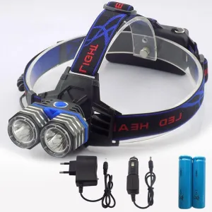 XM-L T6 *2 LED Headlamp super bright Head Lamp AA Battery Light torch frontale Outdoor Lanterna  18650 battery   charger