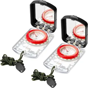 Xuhal 2 Pcs Sighting Compass Mirror Adjustable Declination Compass for Hiking Orienteering Map Reading for Kids Camping Backpacking Survival Navigation Hunting Mountaineering