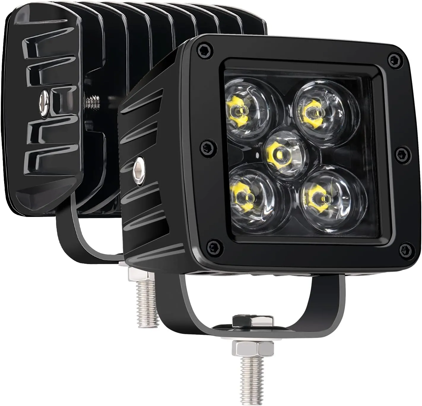 YCHOW-TECH LED Cubes 2PCS 3Inch 100W CREE LED Spot Light Pods 3x3 Fog Lights Square 10000 Lumens Reverse Black Offroad Backup Ditch Light Grill Mount for Truck Golf Cart ATV UTV