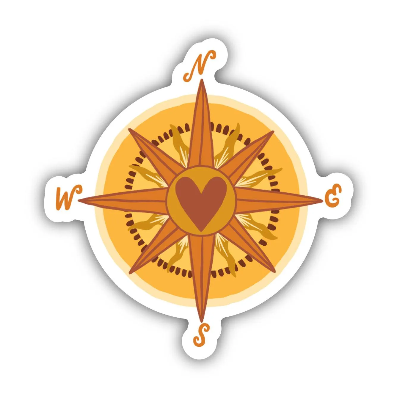 Yellow and Orange Compass Nature Sticker