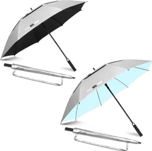 ZOMAKE 51" Large Golf Umbrella UV Protection - Double Canopy Vented Golf Umbrellas Oversize for Rain Windproof Automatic Sun Blocking Umbrella Golf Push Cart Umbrella for Men(Silver Black&Blue)