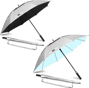 ZOMAKE 54" Large Golf Umbrella UV Protection - Double Canopy Vented Golf Umbrellas Oversize for Rain Windproof Automatic Sun Blocking Umbrella Golf Push Cart Umbrella XL for Men(Silver Black&Blue)