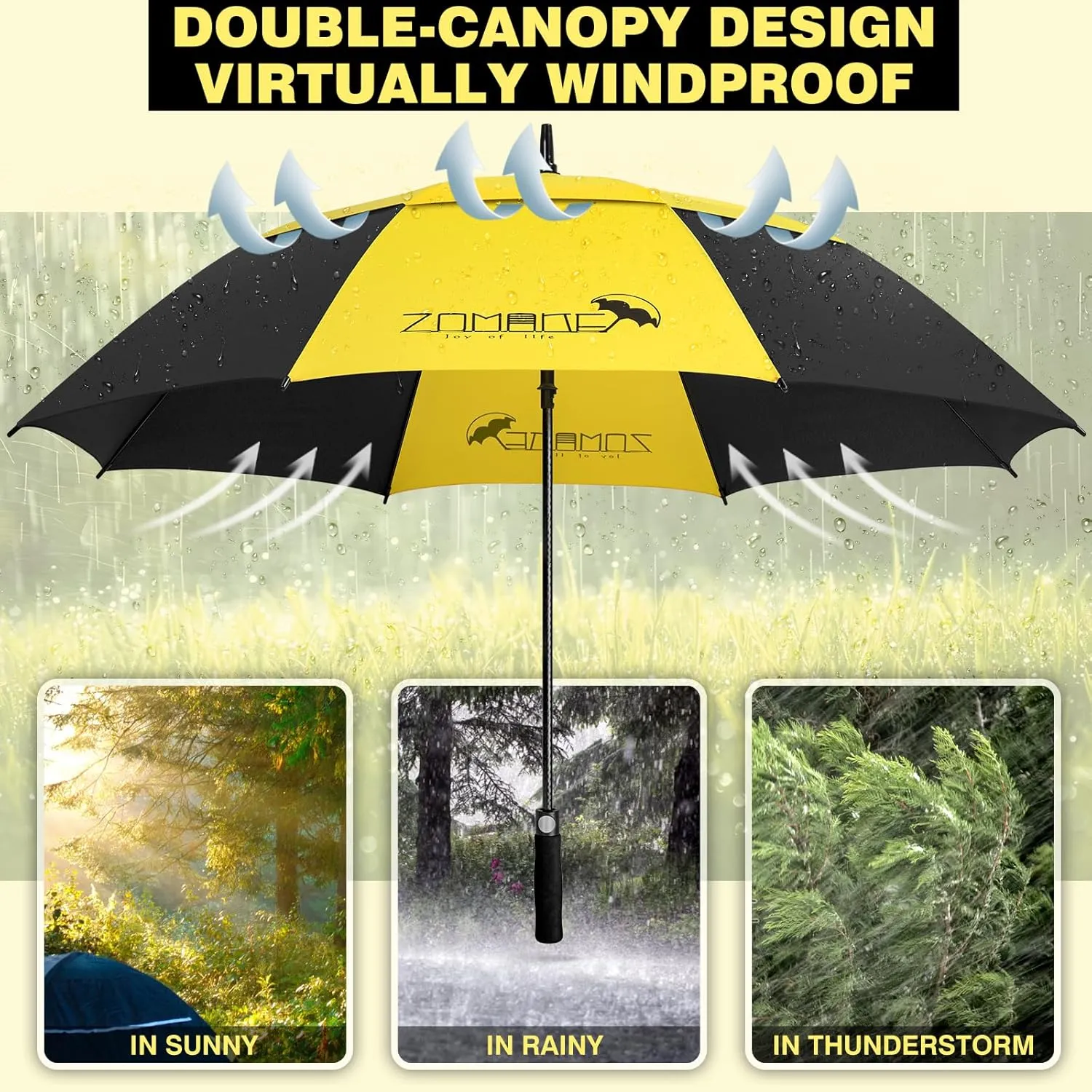 ZOMAKE 62/68 Inch Golf Umbrella Large Oversized Golf Stick Umbrella Windproof Automatic Open with Double Canopy Vented Waterproof for Rain