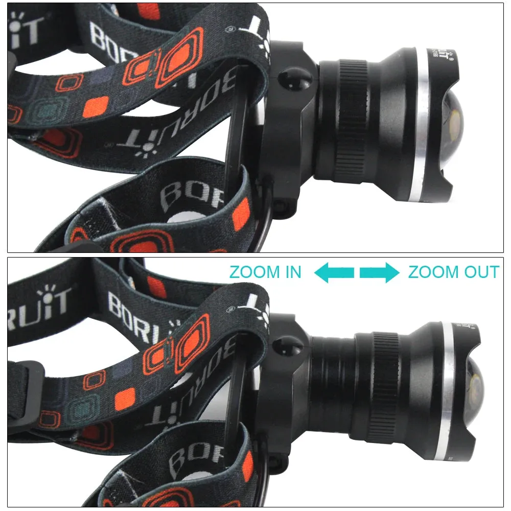 Zoom Headlamp LED Powerful Headlight Waterproof Head Torch Camping Hunting Flashlight Use AA Battery